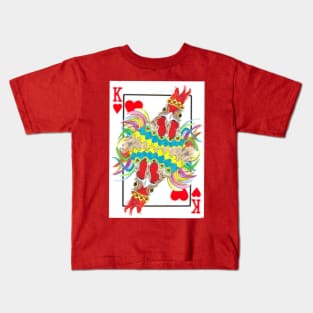 King Of Hearts Rooster playing card Kids T-Shirt